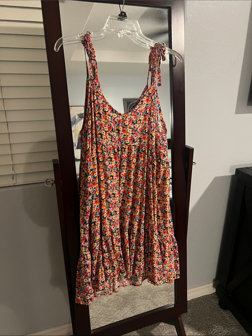 Floral Tie-Shoulder Mini Dress in Multicolor